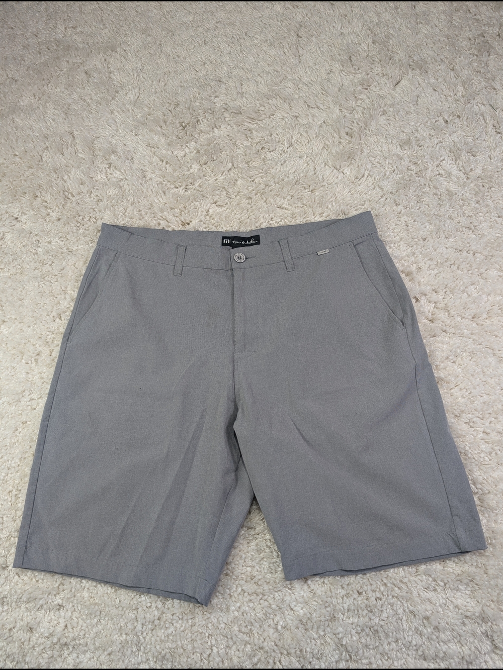 Travis Mathew Men's Gray Flat Front Performance Shorts